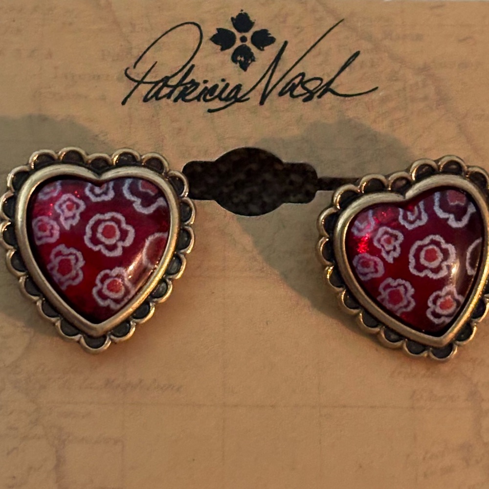 🆕 Patricia Nash Red Heart Earrings